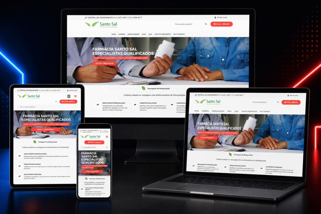 Trabalho recentes criacao de site farmacia santo sal projetos sites